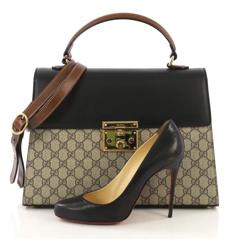 Gucci Padlock Top Handle Bag GG Coated Canvas and Leather Medium at 1stDibs