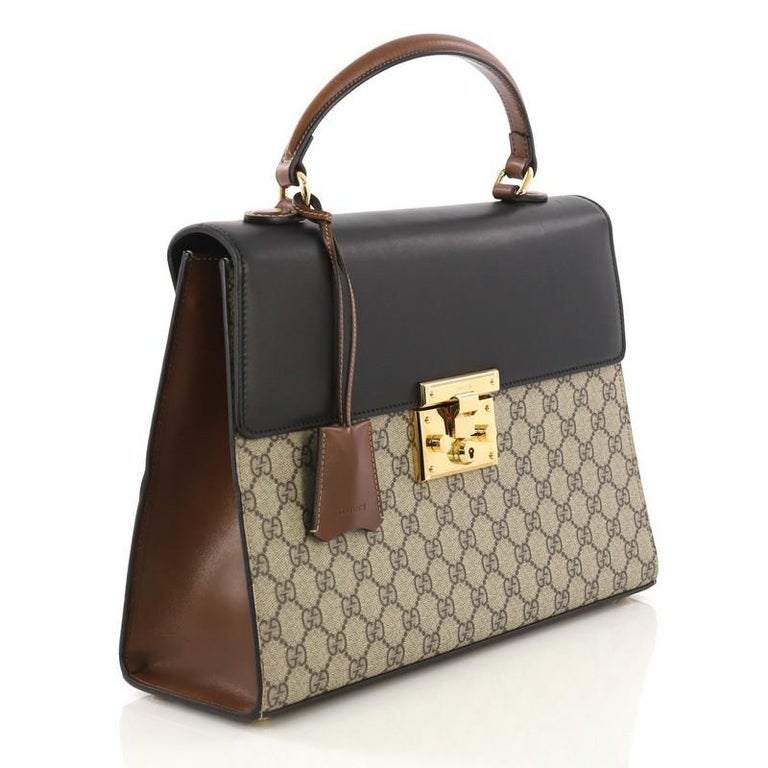 Gucci Padlock Top Handle Bag GG Coated Canvas and Leather Medium at 1stDibs
