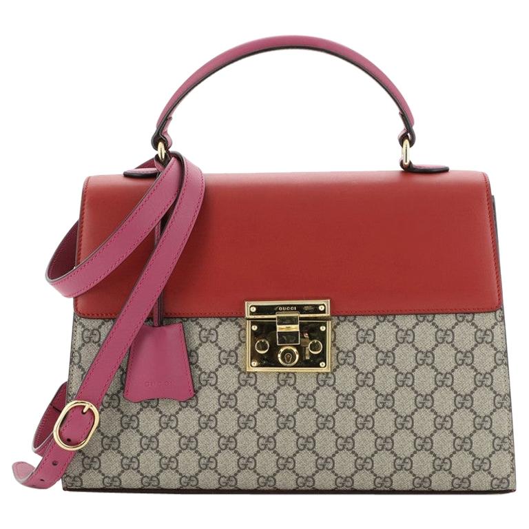 Gucci Padlock Top Handle Bag GG Coated Canvas and Leather Medium