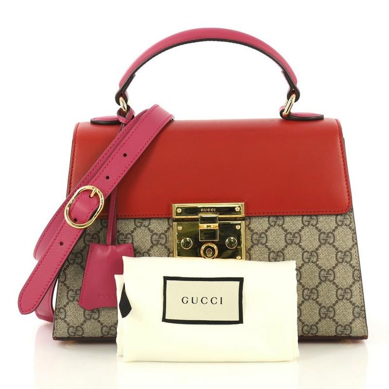 Gucci Padlock Top Handle Bag GG Coated Canvas and Leather Small at 1stDibs