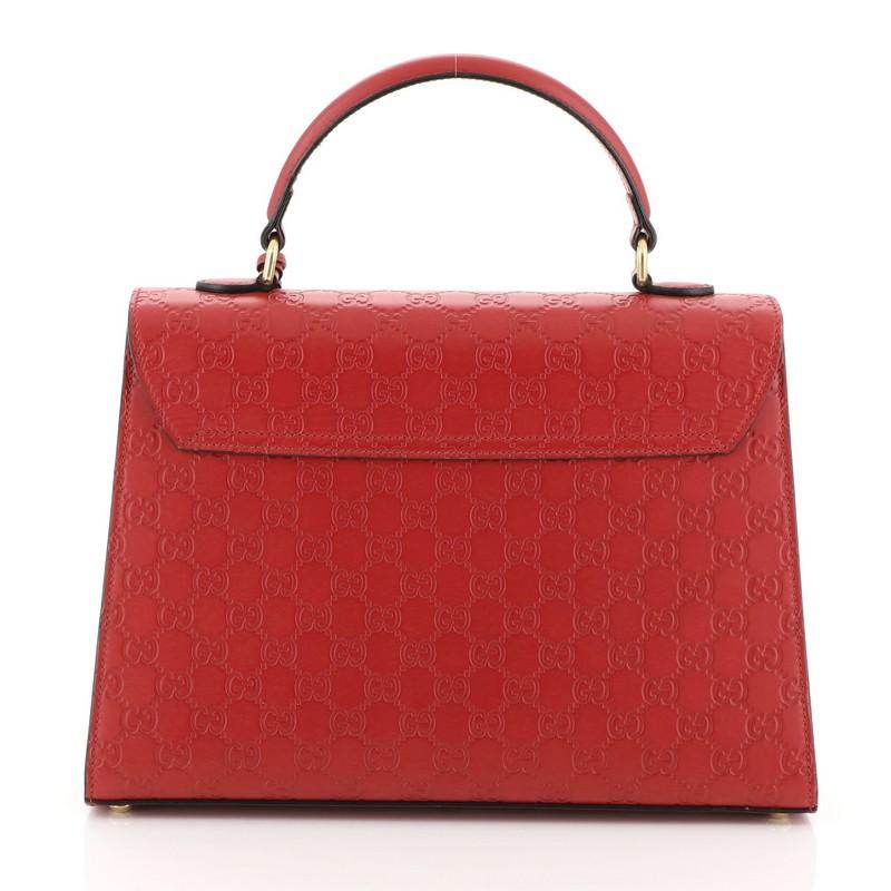 Red Gucci Padlock Top Handle Bag Guccissima Leather Medium