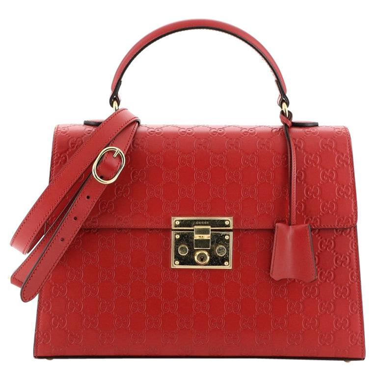 Gucci Padlock Top Handle Bag Guccissima Leather Medium