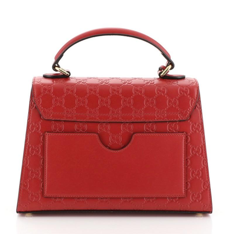 Red Gucci Padlock Top Handle Bag Guccissima Leather Small