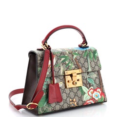 Gucci Padlock Top Handle Bag Tian Print GG Coated Canvas Small