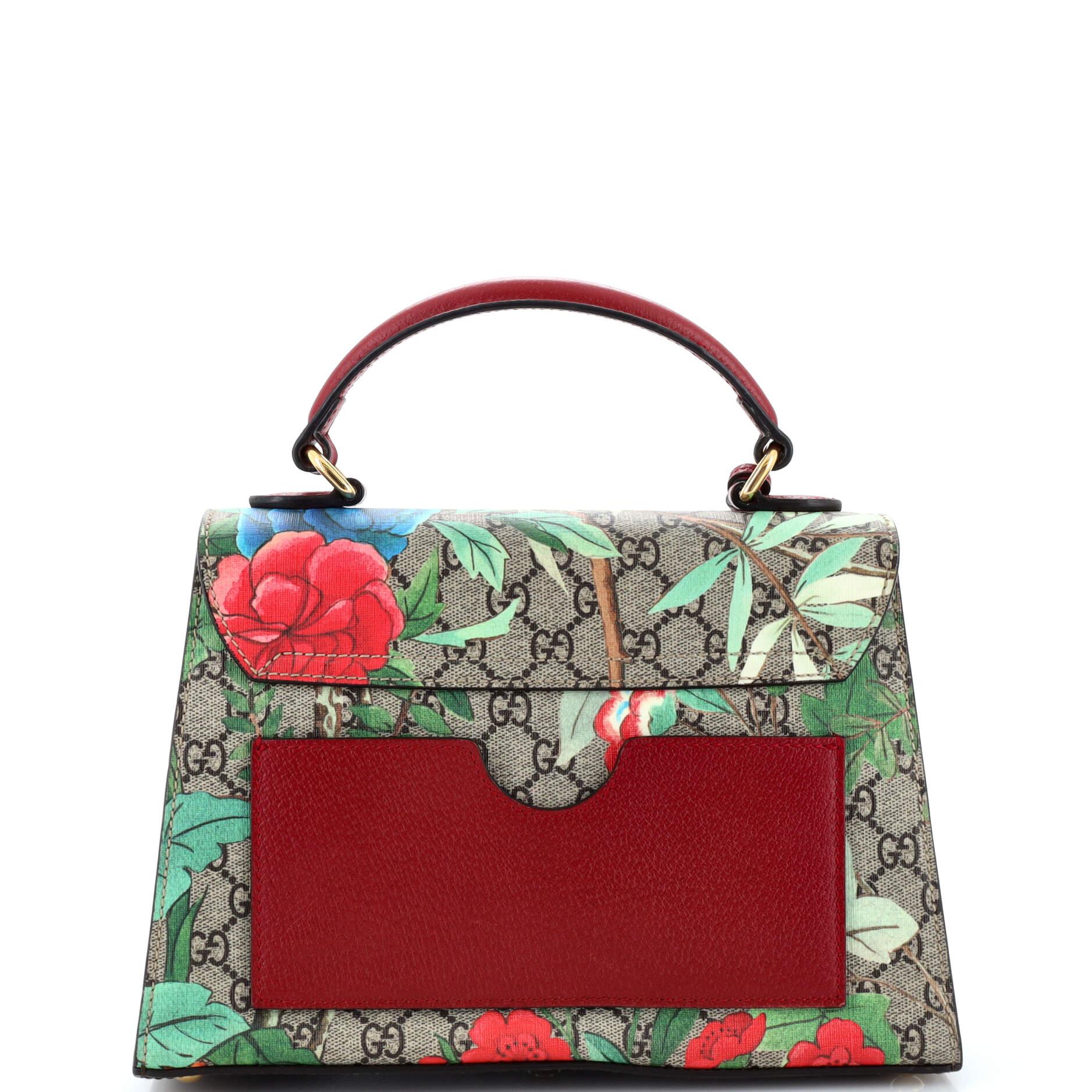 Gucci Padlock Top Handle Bag Tian Print GG Coated Canvas Small In Good Condition For Sale In NY, NY