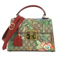 Gucci Padlock Top Handle Bag Tian Print GG Coated Canvas Small