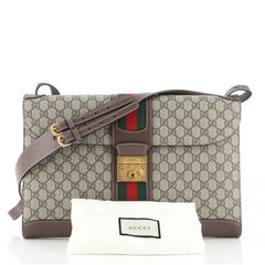 Gucci Padlock Web Messenger Bag GG Coated Canvas Large