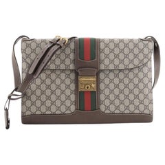 Gucci Padlock Web Messenger Bag GG aus beschichtetem Segeltuch groß