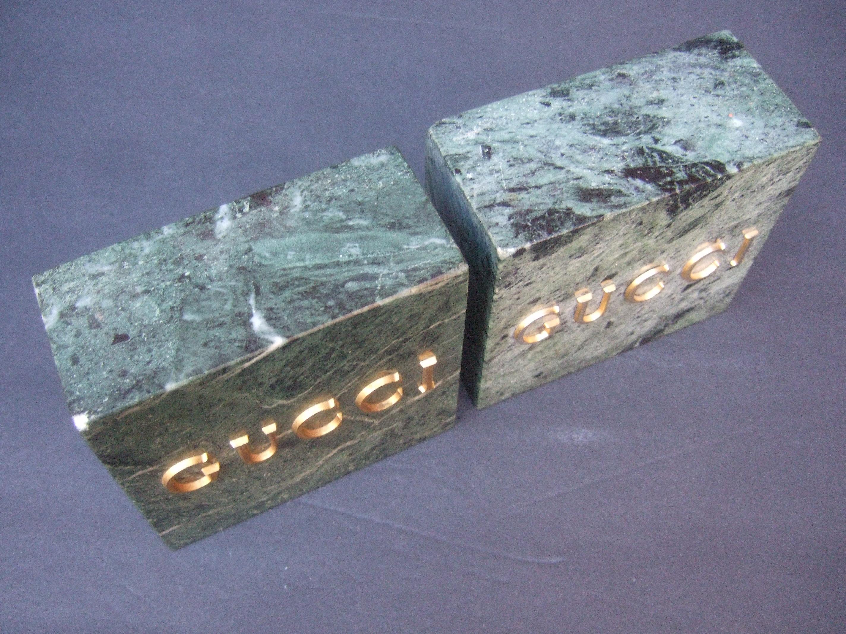 Gucci Pair of Green Marble Stone Bookends / Decorative Objects c 1970s 4