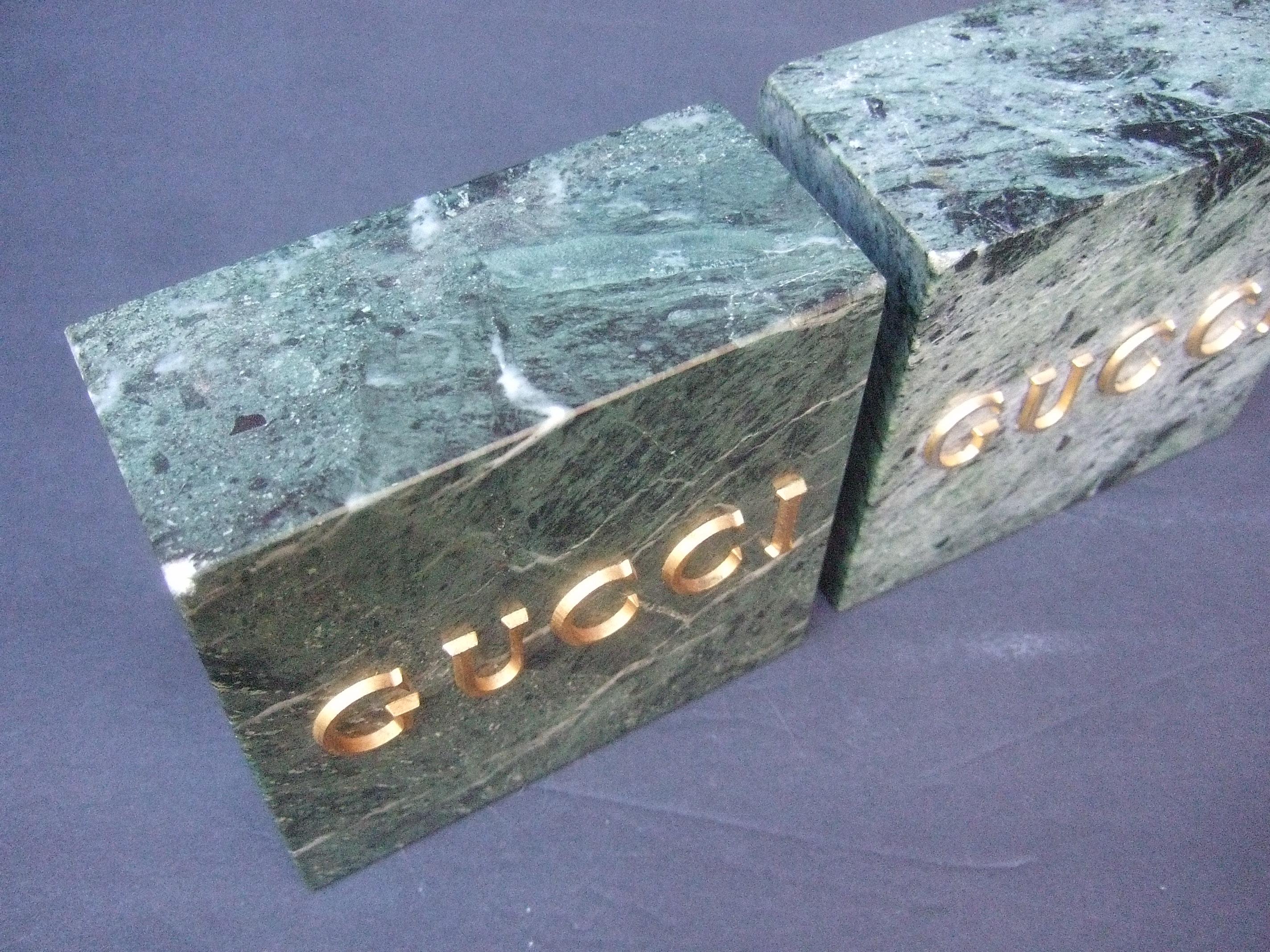 Gucci Pair of Green Marble Stone Bookends / Decorative Objects c 1970s 5