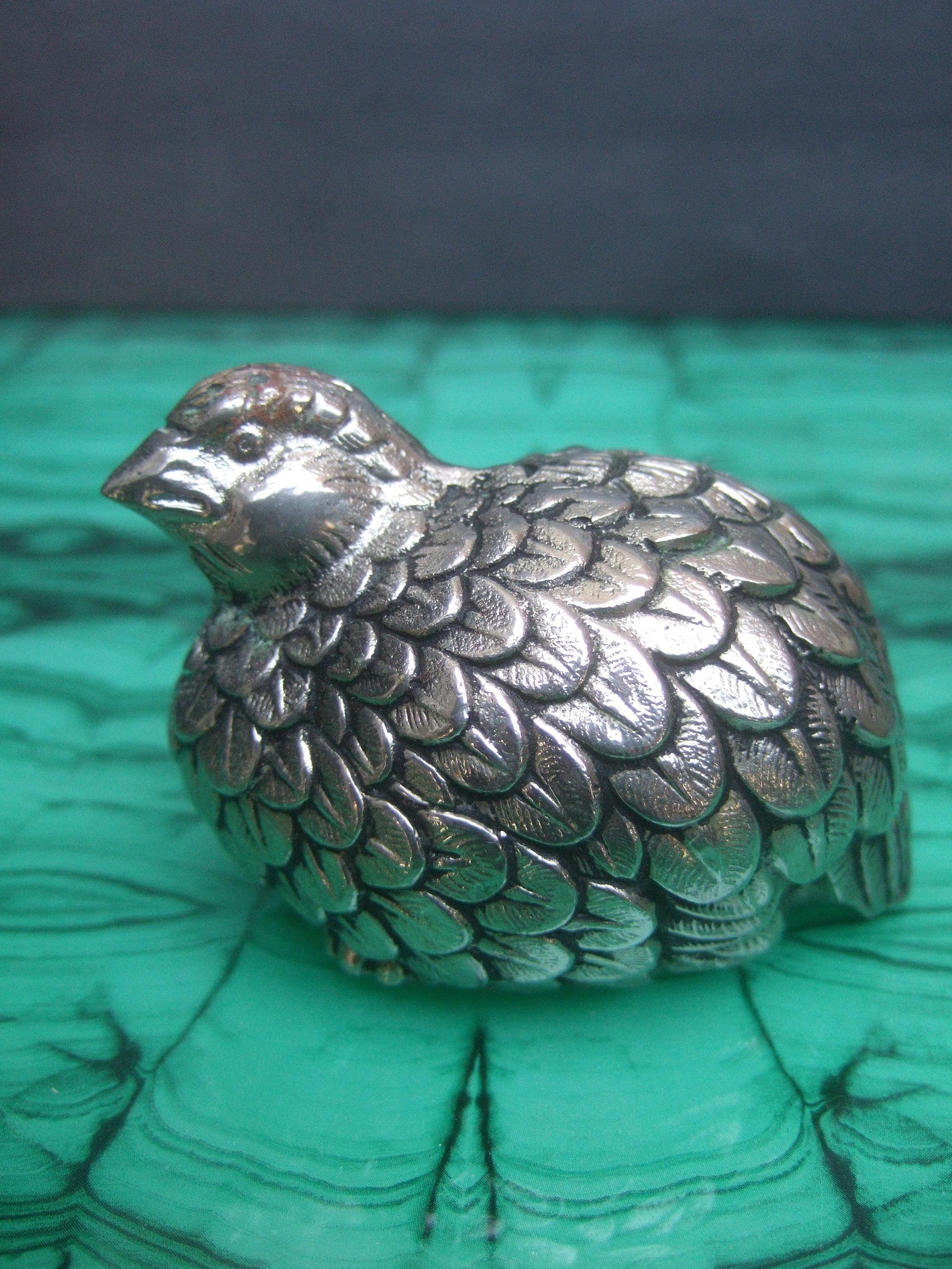 Gucci Pair of Silver Metal Stylized Quail Salt & Pepper Shakers c 1970s 1