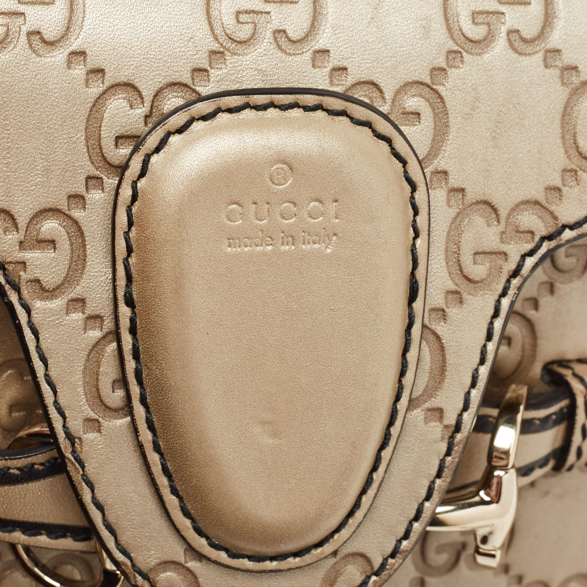 Gucci Pale Gold Guccissima Leather Small Emily Chain Shoulder Bag For Sale 7