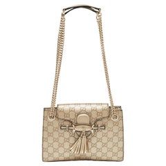 Gucci Pale Gold Guccissima Leather Small Emily Chain Shoulder Bag