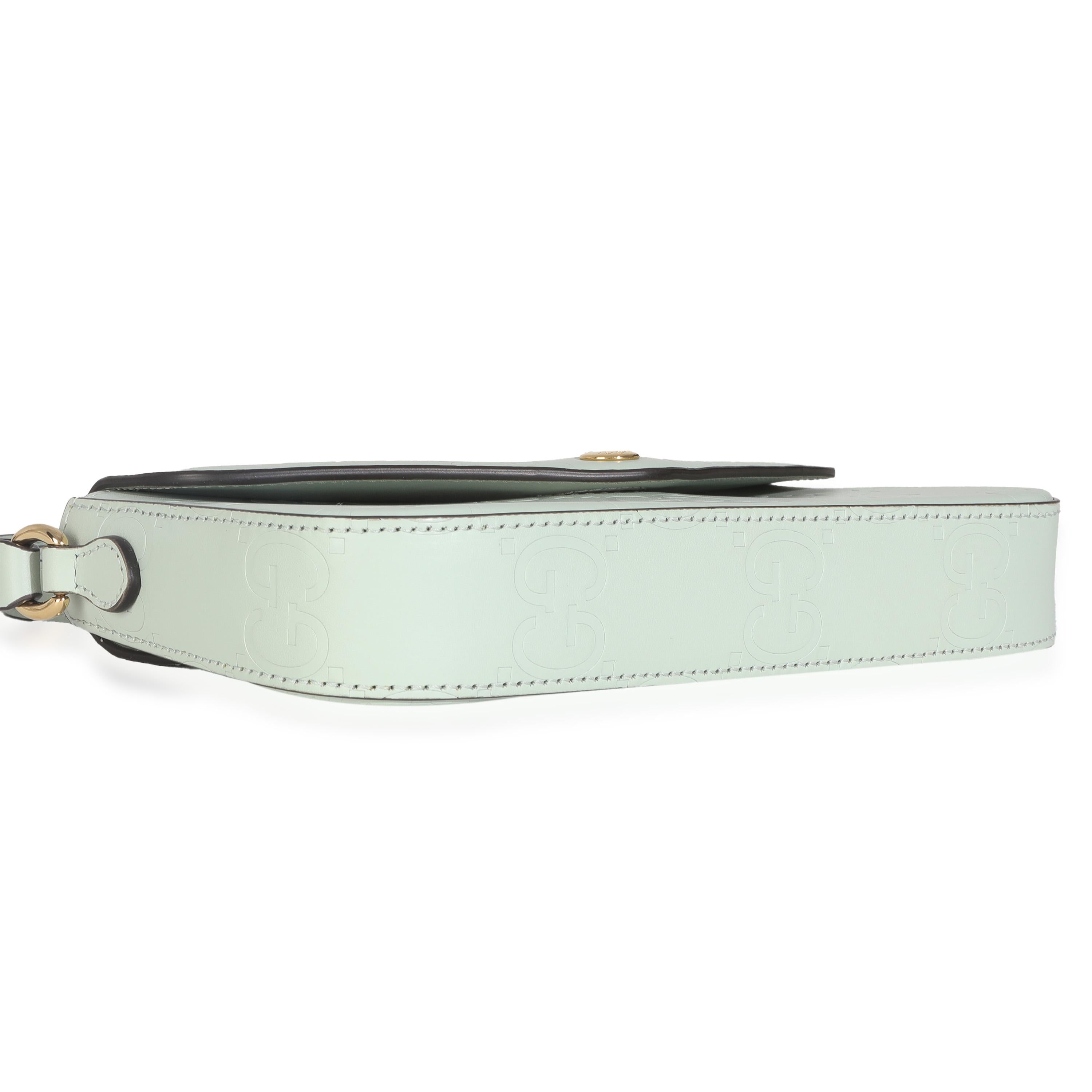 Gucci Borsa a tracolla GG Super Mini in pelle di vitello verde pallido in vendita 2