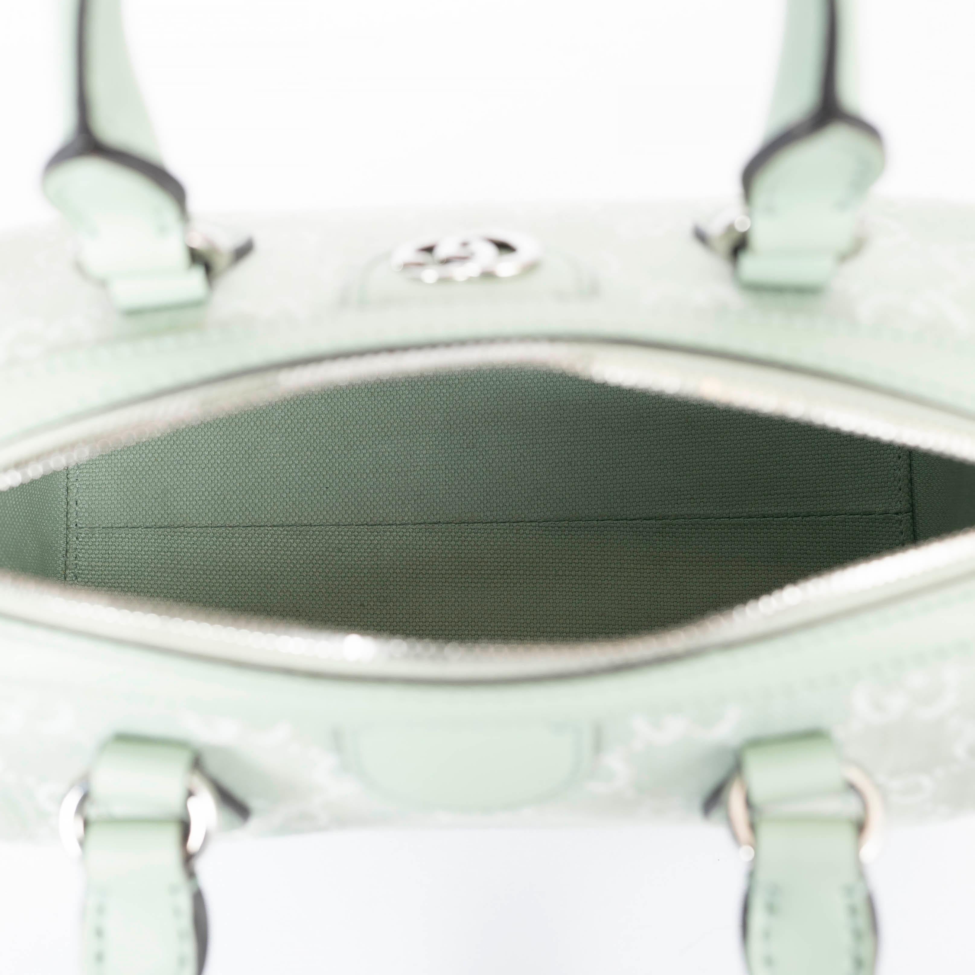 GUCCI pale green denim 2024 OPHIDIA MINI TOP HANDLE Bag For Sale 1