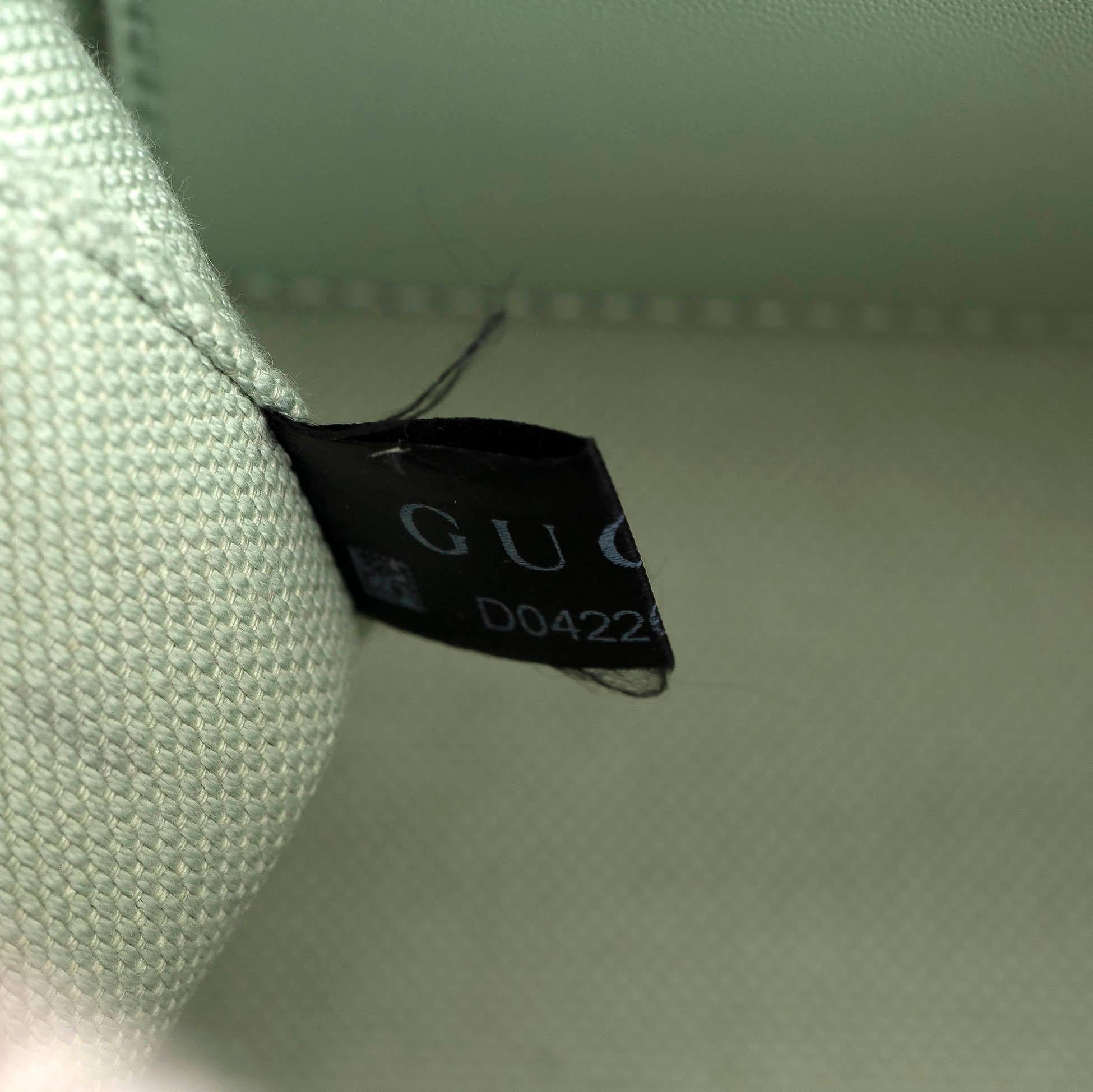 GUCCI pale green denim 2024 OPHIDIA MINI TOP HANDLE Bag For Sale 3