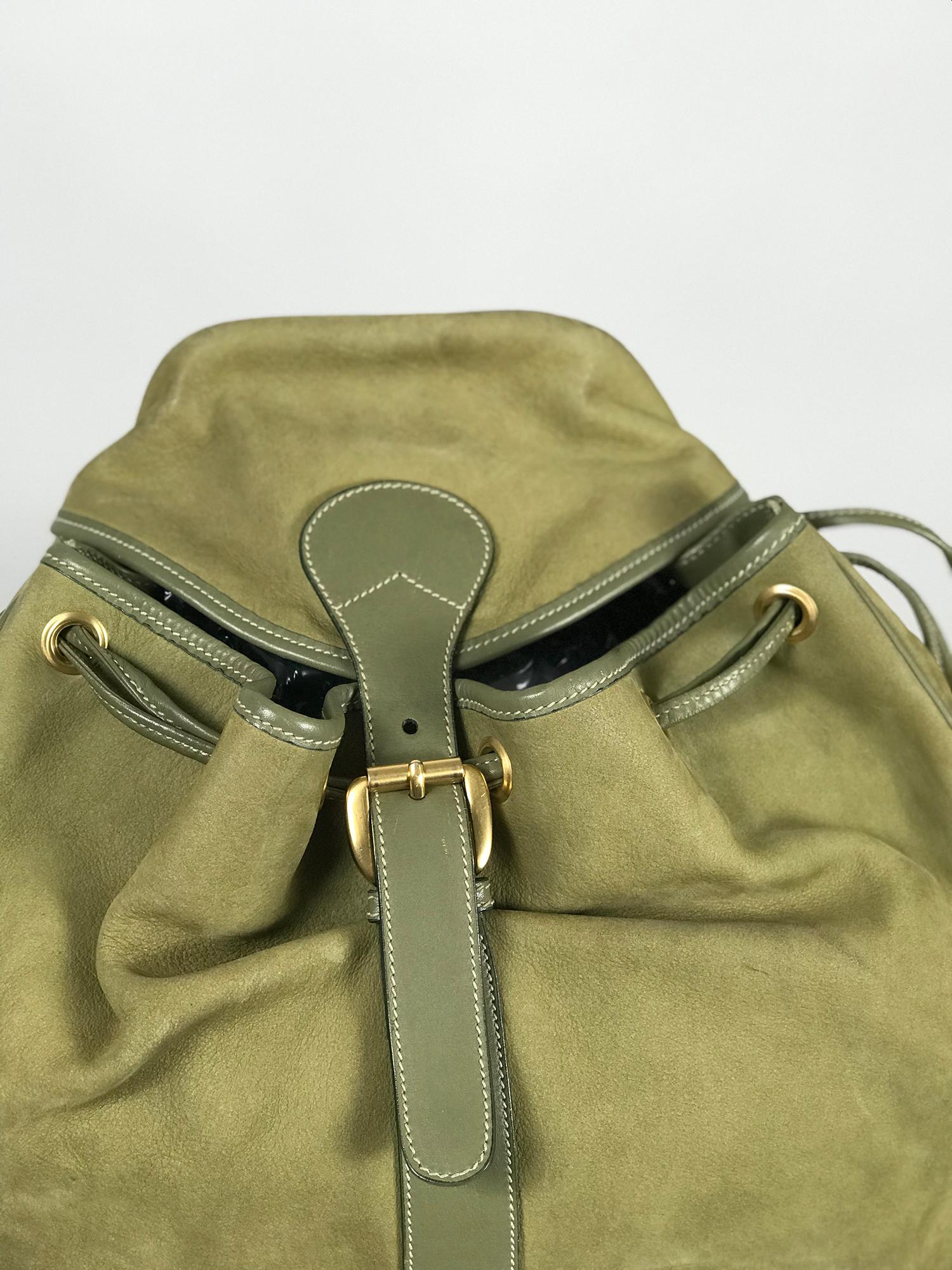 green suede backpack