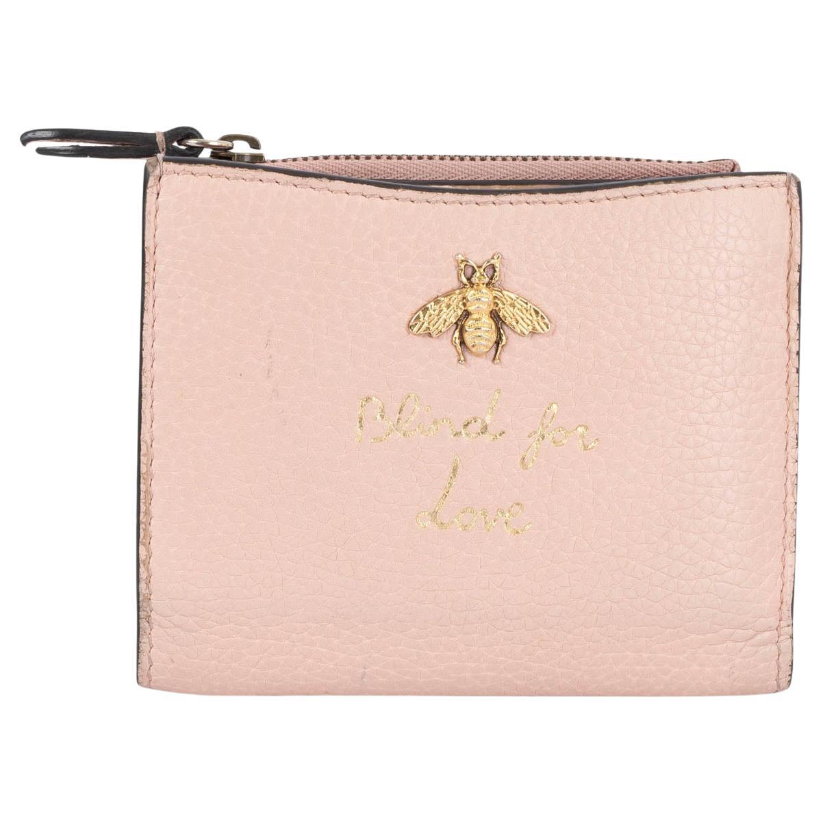 GUCCI pale pink leather BLIND FOR LOVE Small Wallet For Sale