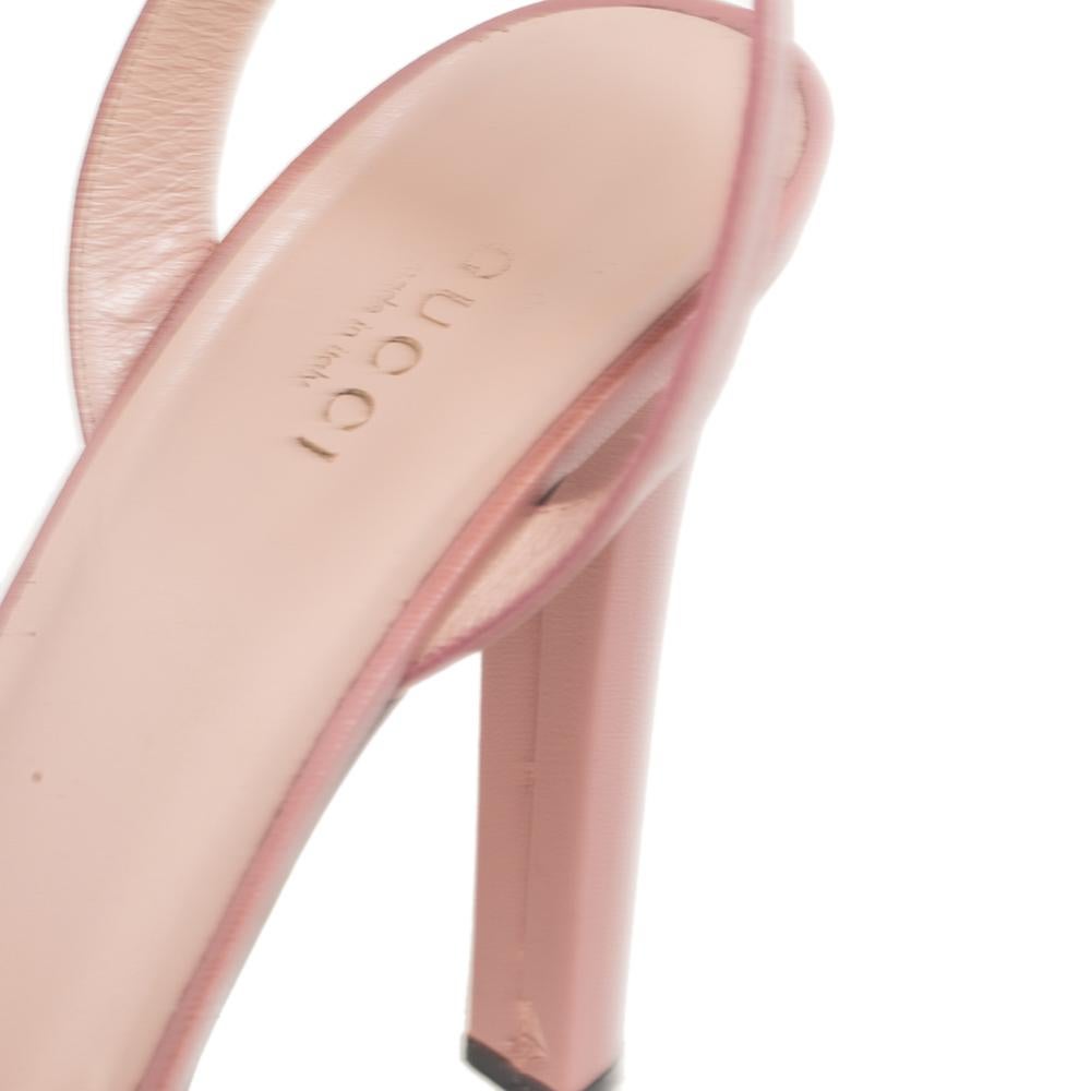 Gucci Pale Pink Leather Horsebit Platform Sandals Size 37 In Good Condition In Dubai, Al Qouz 2