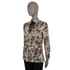 GUCCI pale pink silk 2016 HERBARIUM SNAKE Blouse Shirt 40 S