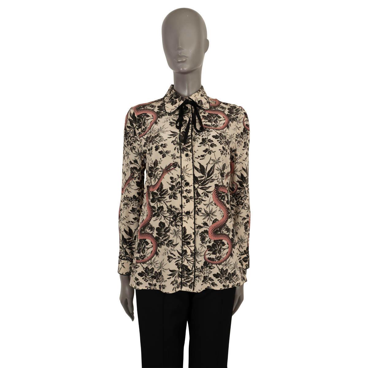 Women's GUCCI pale pink silk 2016 HERBARIUM SNAKE Blouse Shirt 40 S For Sale