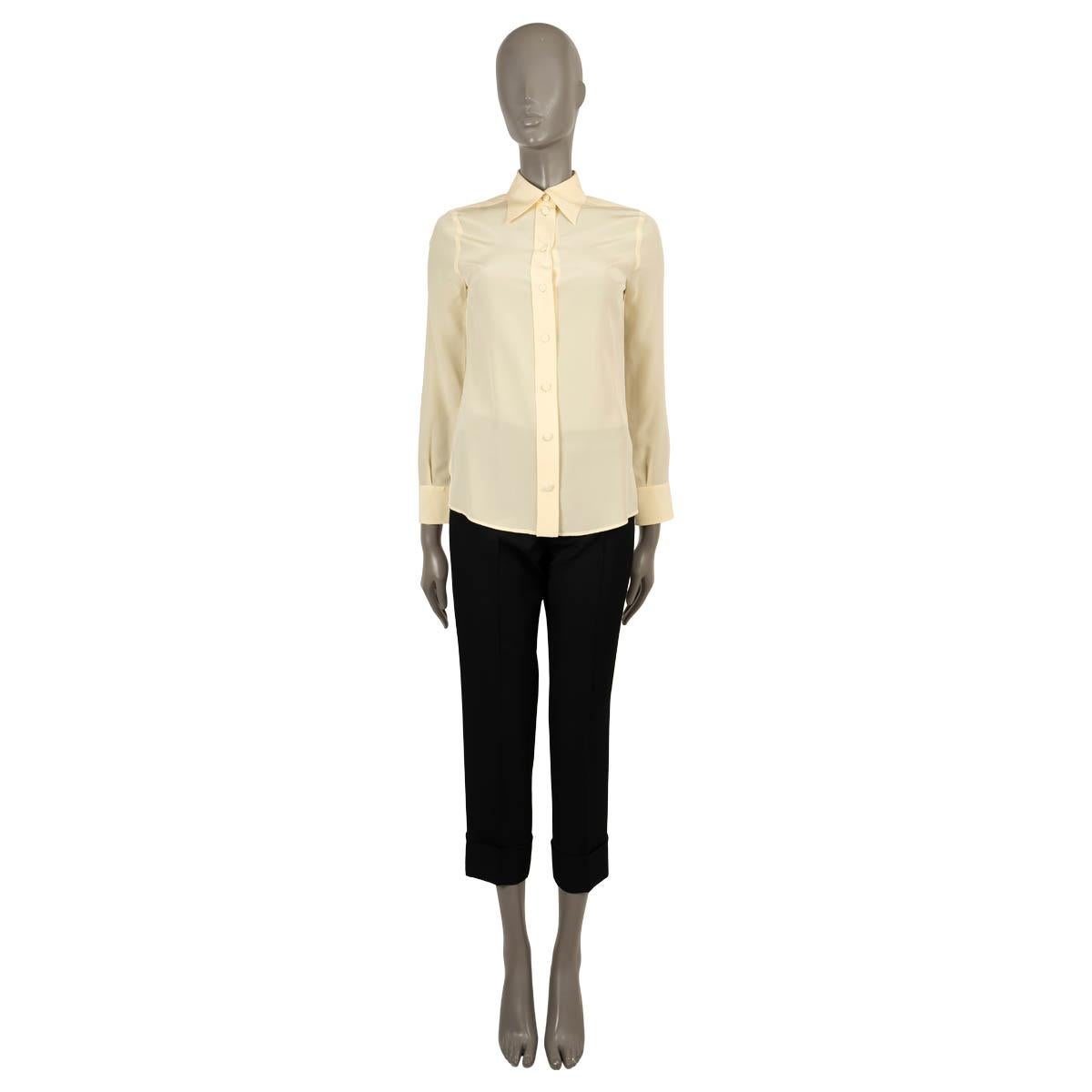 Women's GUCCI pale yellow silk 2020 CREPE Button-Up Shirt 36 XXS For Sale