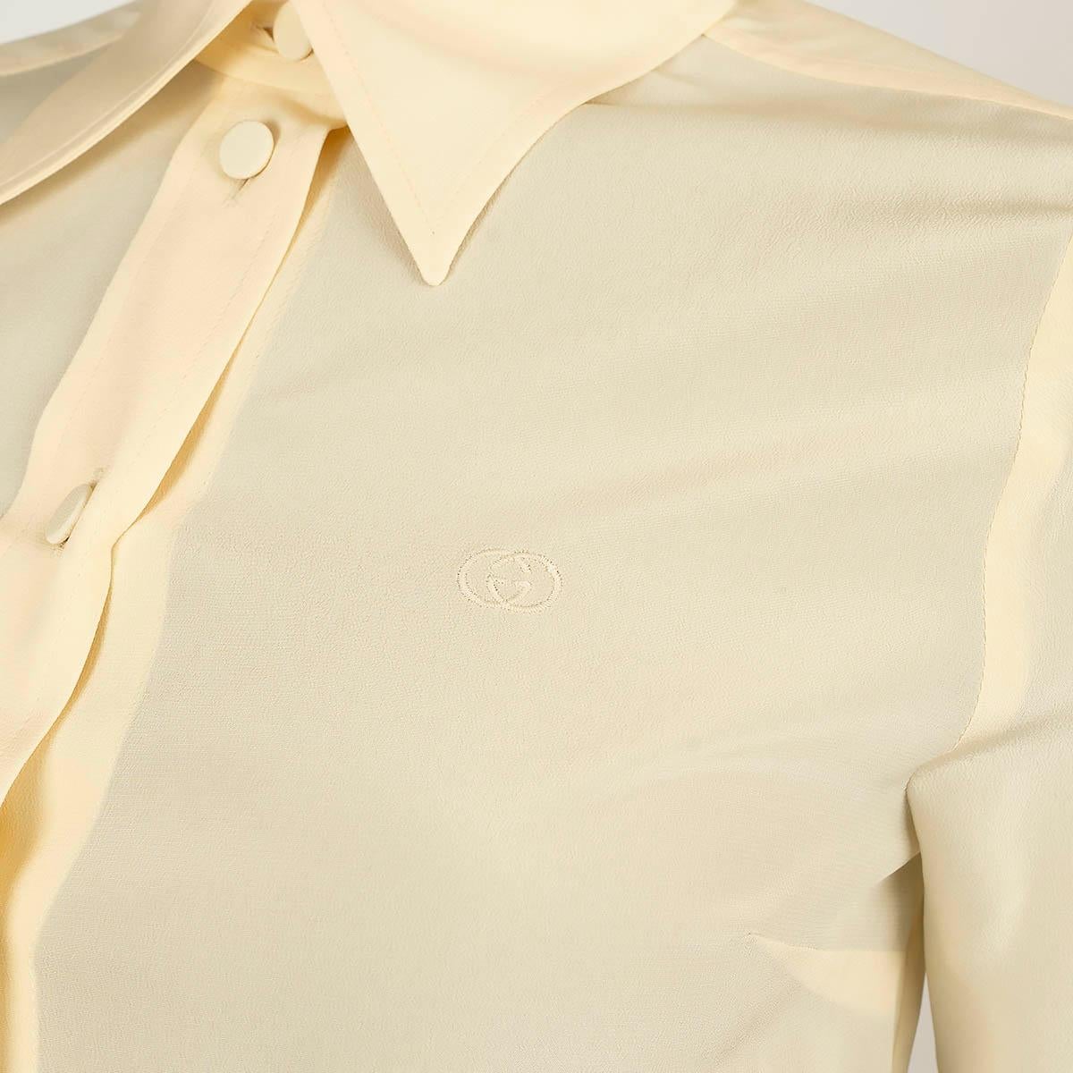 GUCCI pale yellow silk 2020 CREPE Button-Up Shirt 36 XXS For Sale 1
