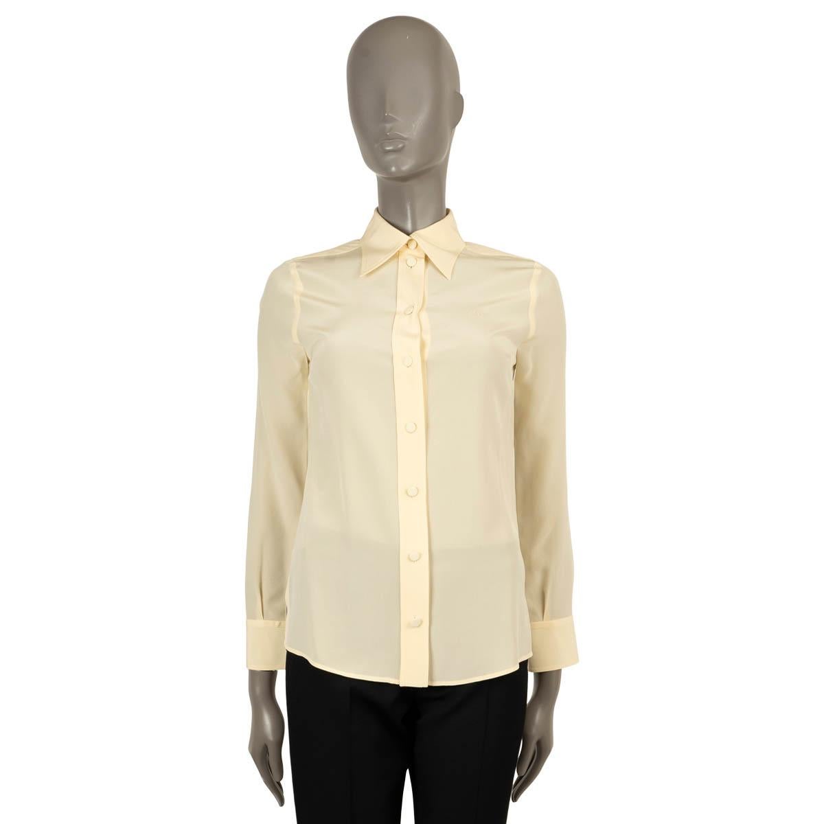 GUCCI pale yellow silk 2020 CREPE Button-Up Shirt 36 XXS For Sale