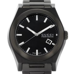 Gucci Pantheon 115 Black Ion Plated Steel Quartz Mens Watch YA115244