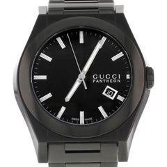 Gucci Pantheon 115 YA115244 Schwarz Ionenplattierter Stahl Quarz Herrenuhr