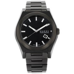 Gucci Pantheon Black Dial Ion Plated Steel Quartz Men's Watch YA115244