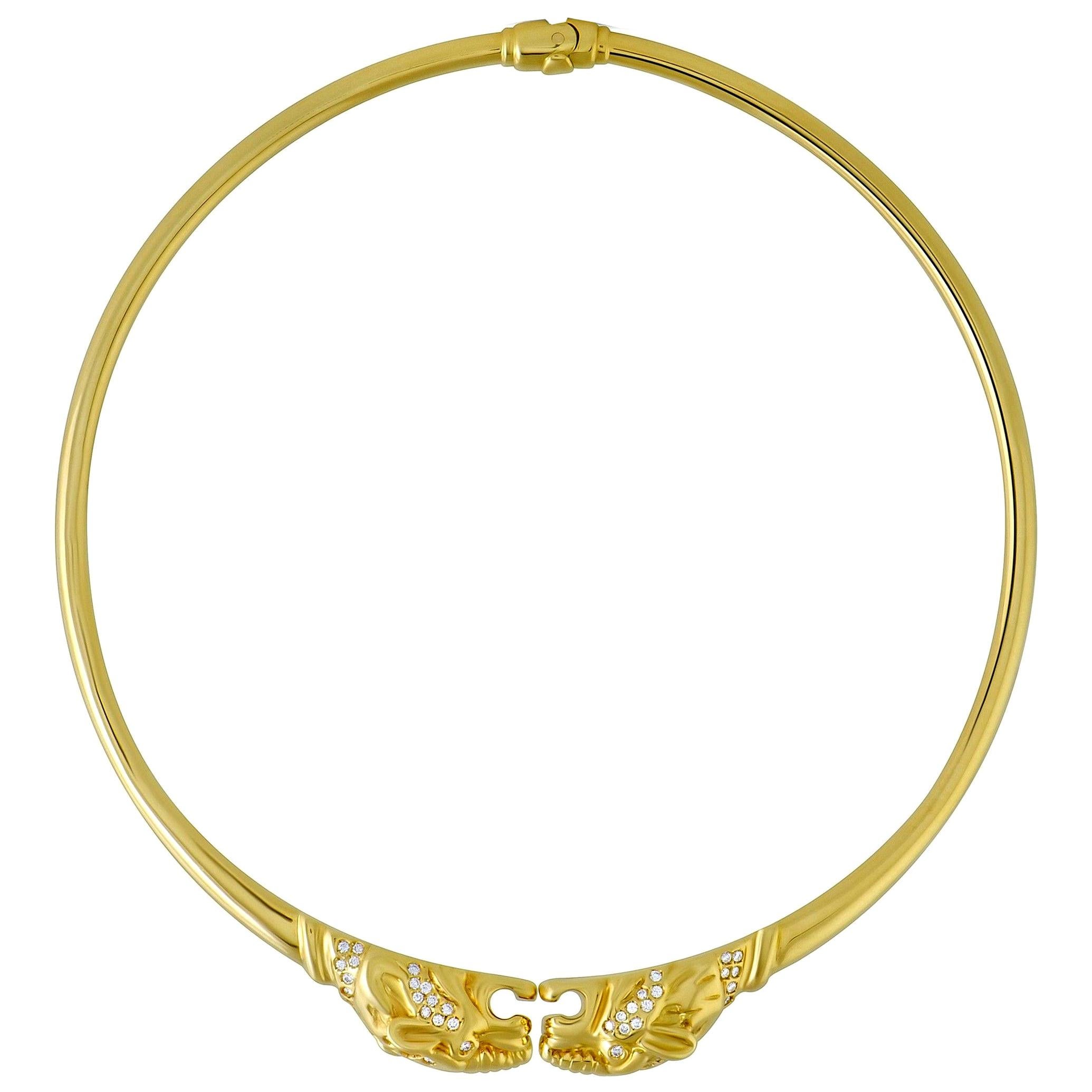Gucci Panthere Diamond Yellow Gold Choker Necklace