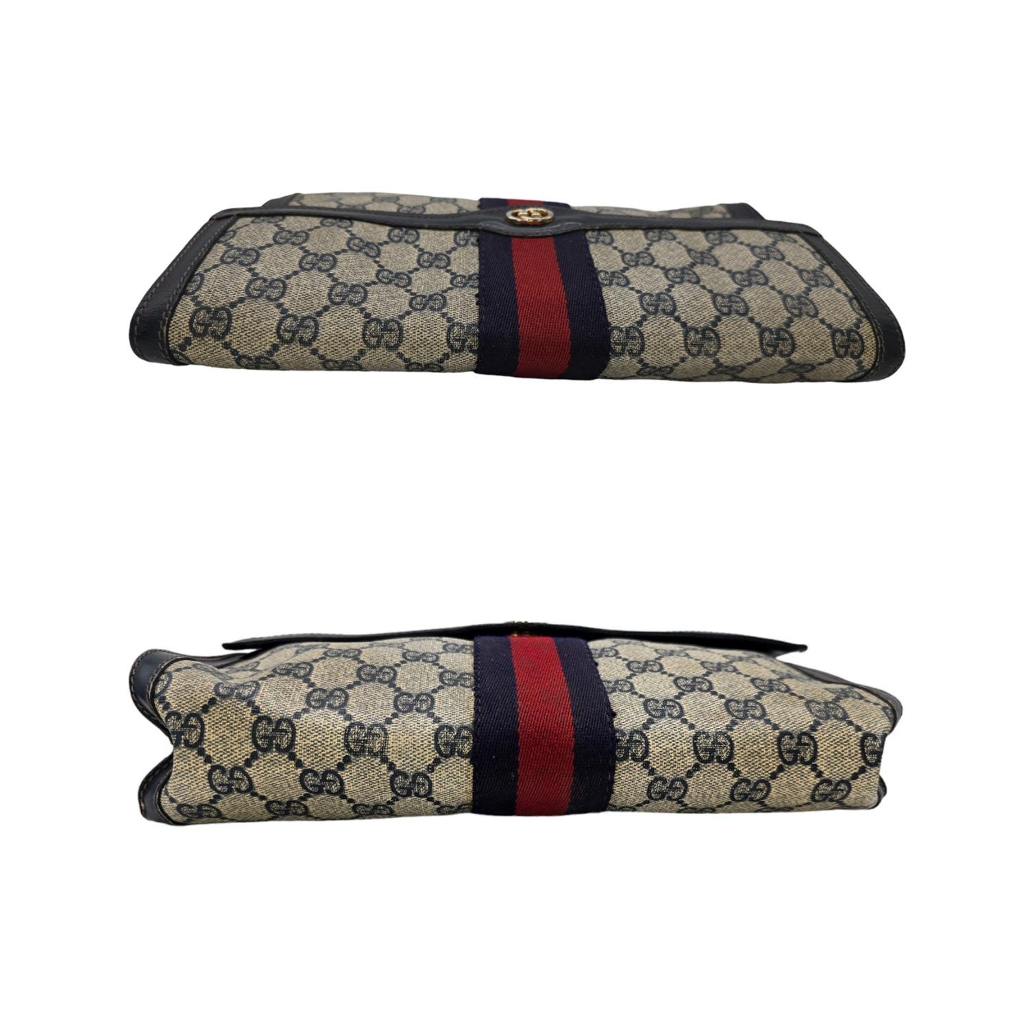 Black Gucci Parfums Vintage 70’s GG Clutch Bag For Sale