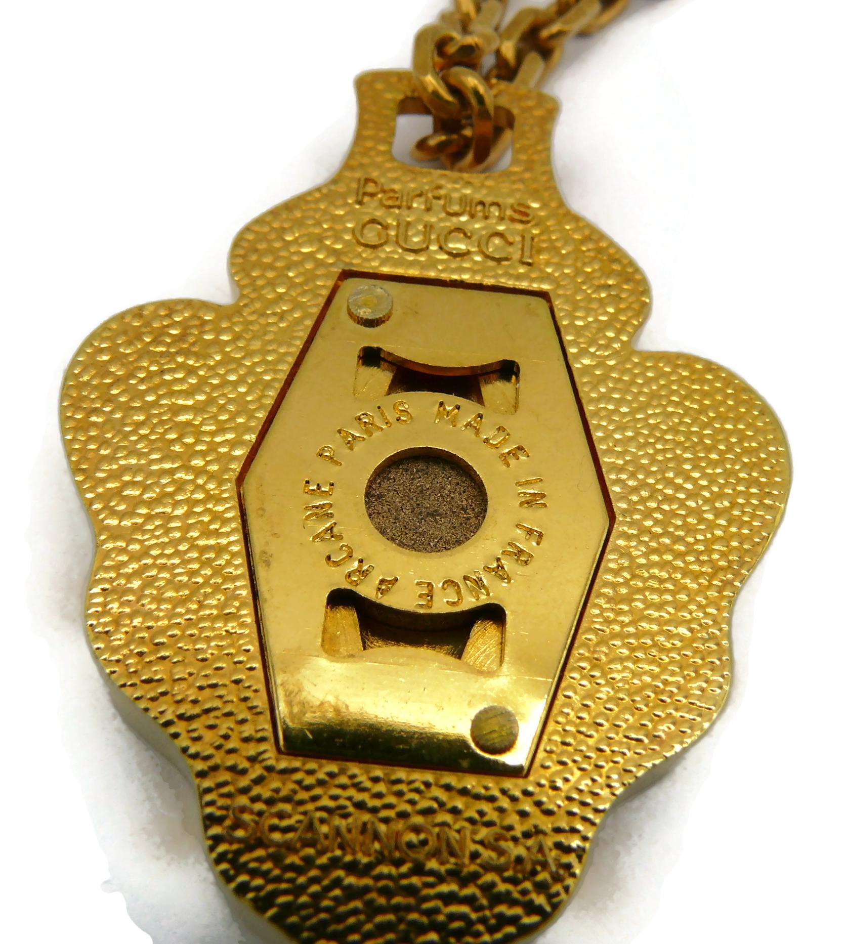 GUCCI Parfums Vintage Gold Tone Crest Accessory For Sale 3