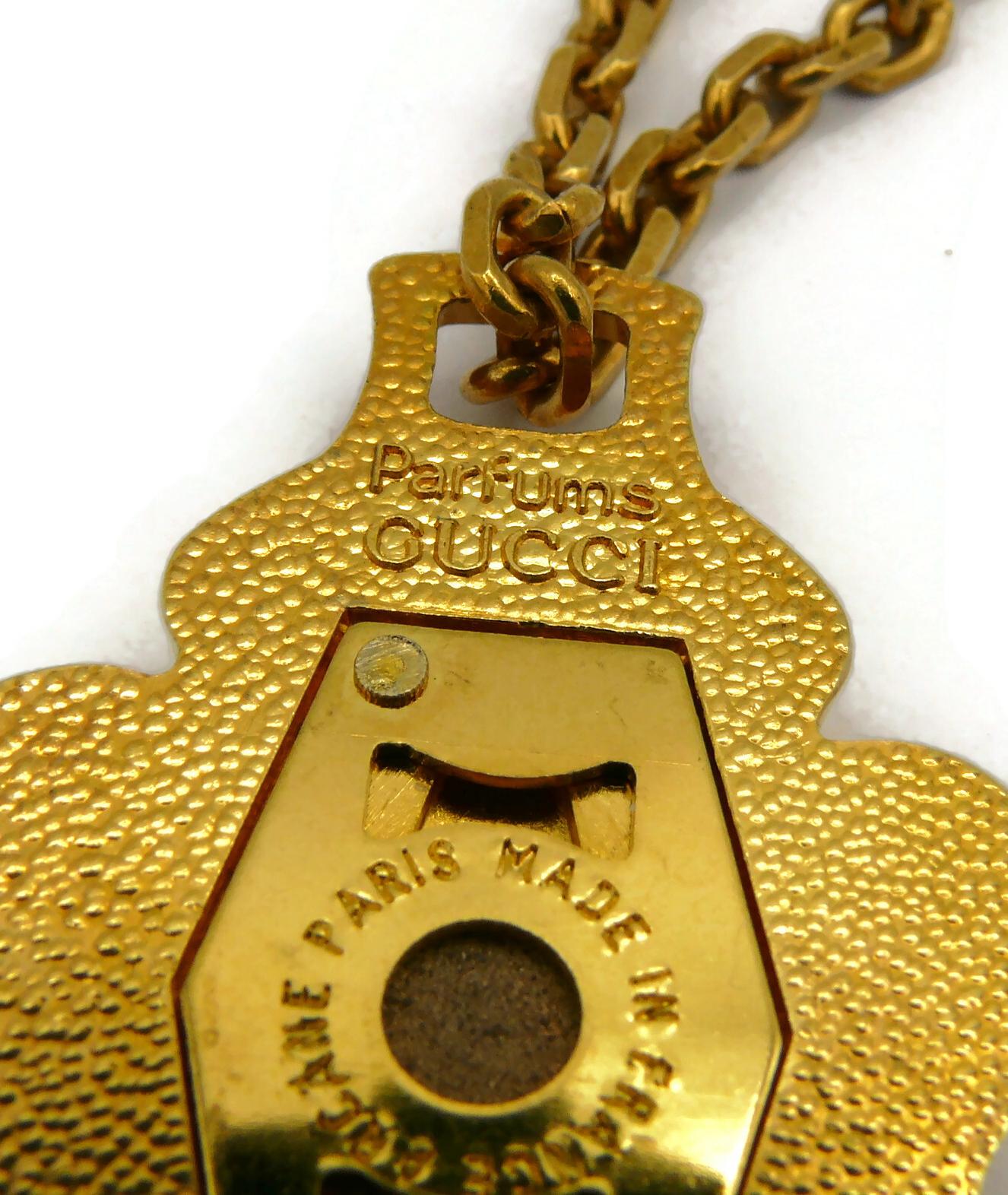 GUCCI Parfums Vintage Gold Tone Crest Accessory For Sale 4