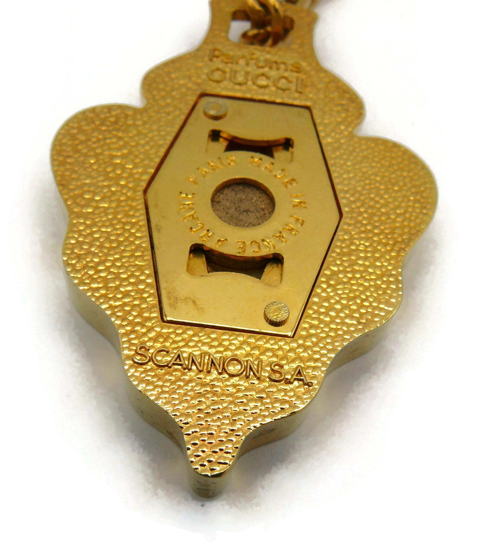 GUCCI Parfums Vintage Gold Tone Crest Accessory For Sale 5