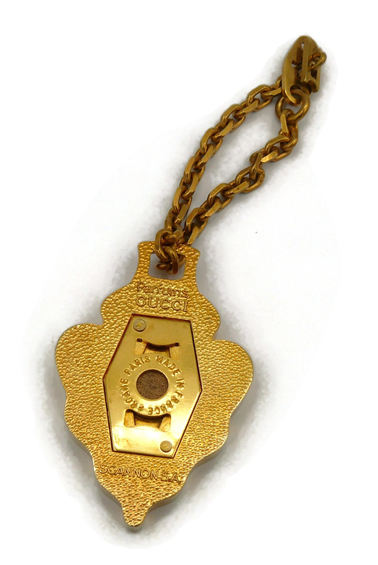 GUCCI Parfums Vintage Gold Tone Crest Accessory For Sale 2