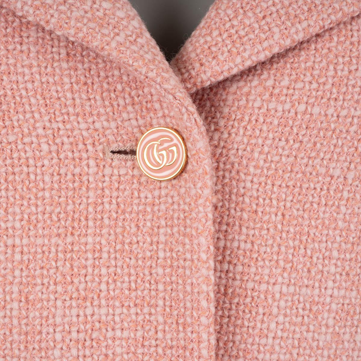GUCCI Veste blazer en laine rose pastel 2022 TWEED 40 S en vente 1