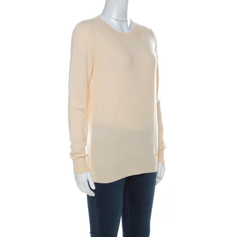 Beige Gucci Pastel Yellow Cashmere Knit Sweater M