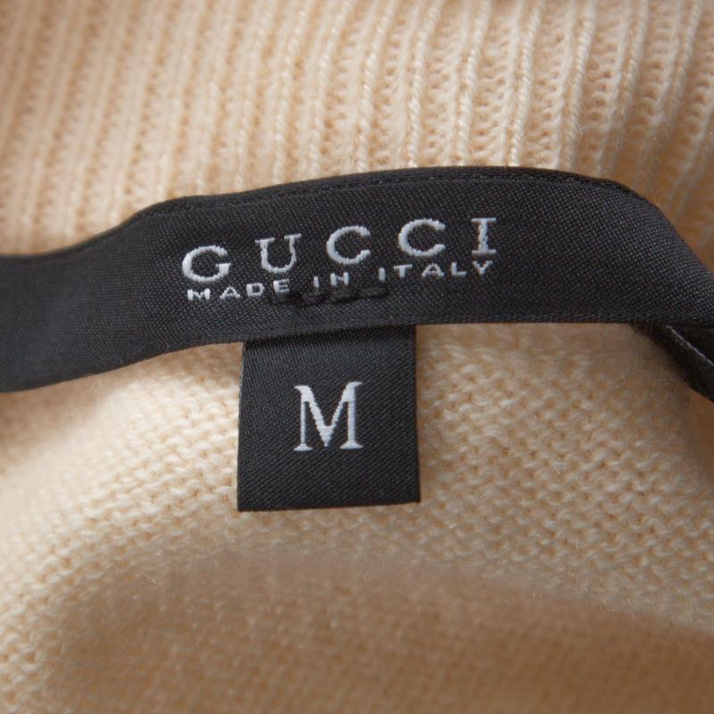 Gucci Pastel Yellow Cashmere Knit Sweater M In New Condition In Dubai, Al Qouz 2