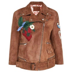 GUCCI Patches bestickte Wildlederjacke  IT42 US 4-6