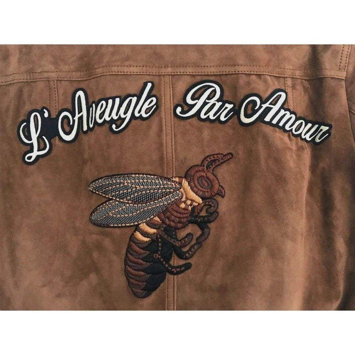 Marron Gucci - Veste en daim brodée avec patchs  taille IT42 en vente
