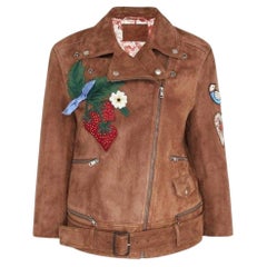 Used Gucci Patches Embroidered Suede Jacket  size IT42