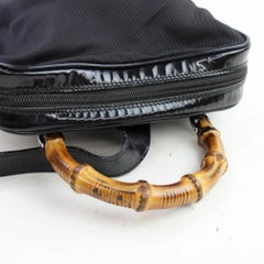Gucci Patent Bamboo 866938 Black Canvas Backpack
