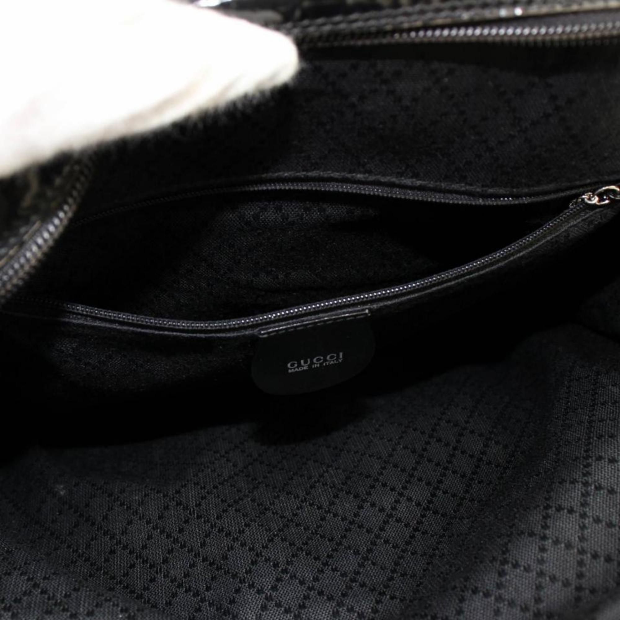 Women's Gucci Patent Bamboo 866938 Black Canvas Backpack For Sale