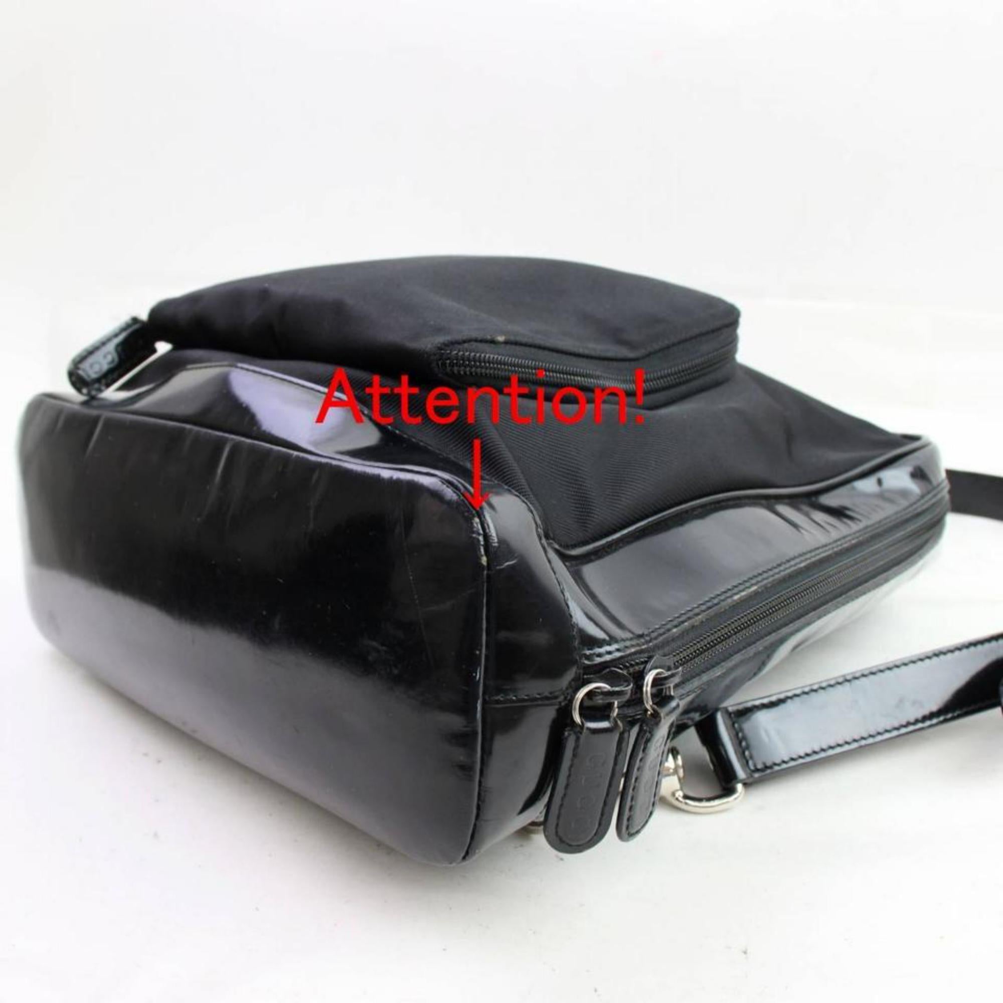 Gucci Patent Bamboo 866938 Black Canvas Backpack For Sale 5