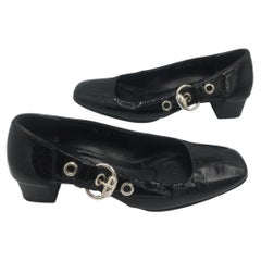 Gucci Patent Leather and Silver Hardware Patent Leather Heels in Black