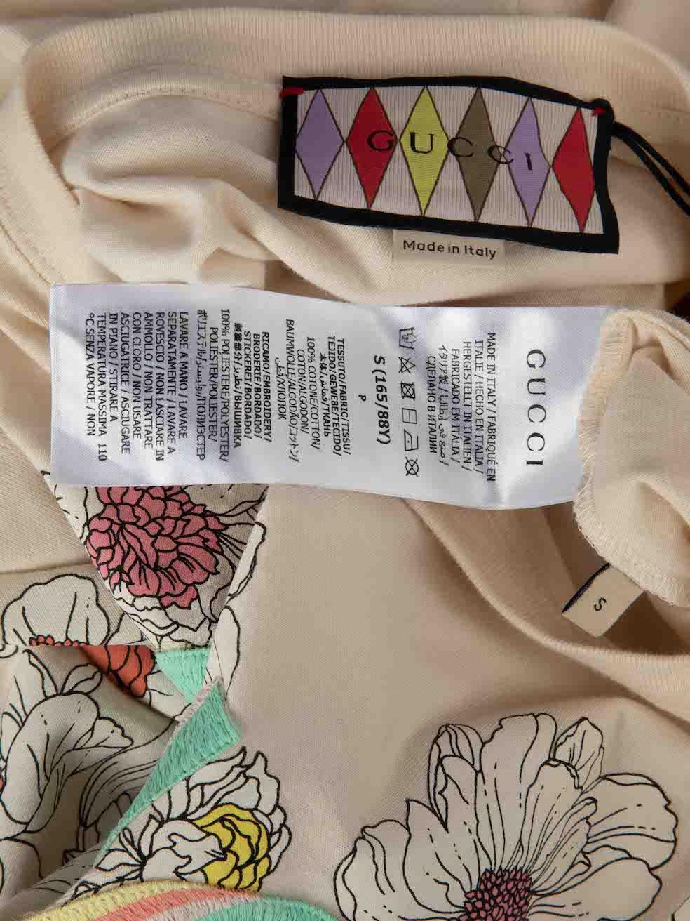 Women's Gucci Peach Floral Embroidered Logo Oversized T-Shirt Size S