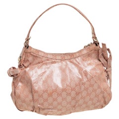 Gucci Peach GG Crystal Canvas Vintage Web Hobo