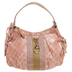 Gucci Peach GG Crystal Canvas Vintage Web Hobo